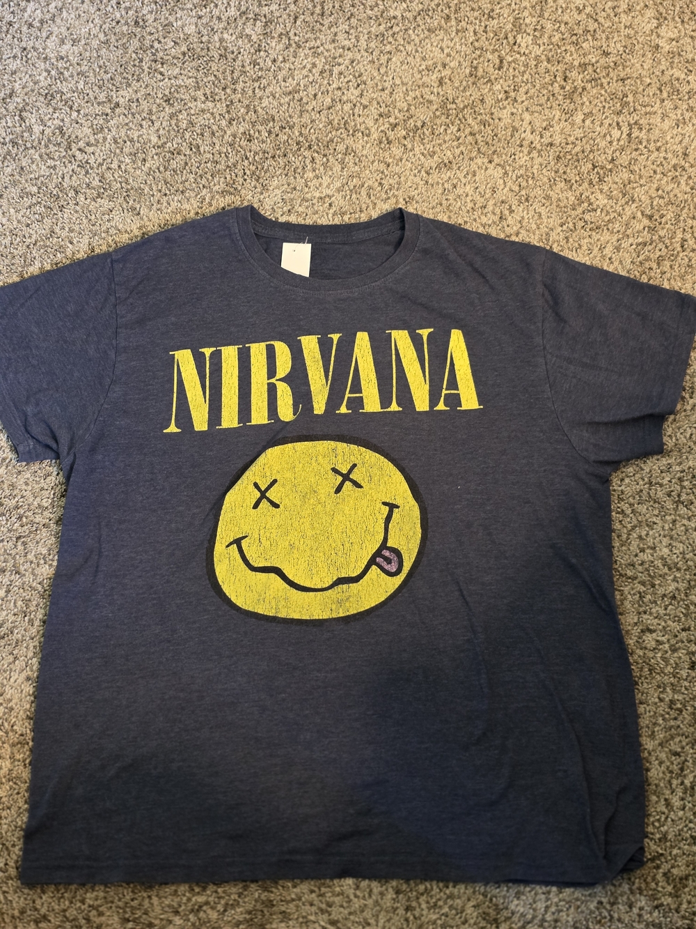 Nirvana Mens XL Navy Graphic Tee with Yellow Logo